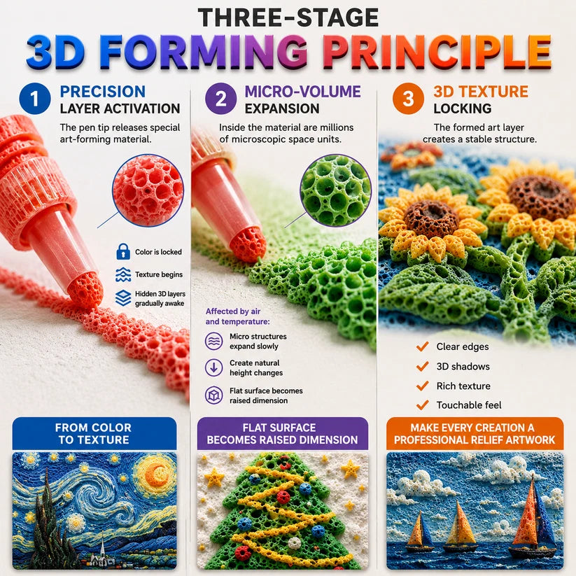 Mystgems®  3D Relief Art Pen – Turn Flat Drawings Into Touchable 3D Art🪄