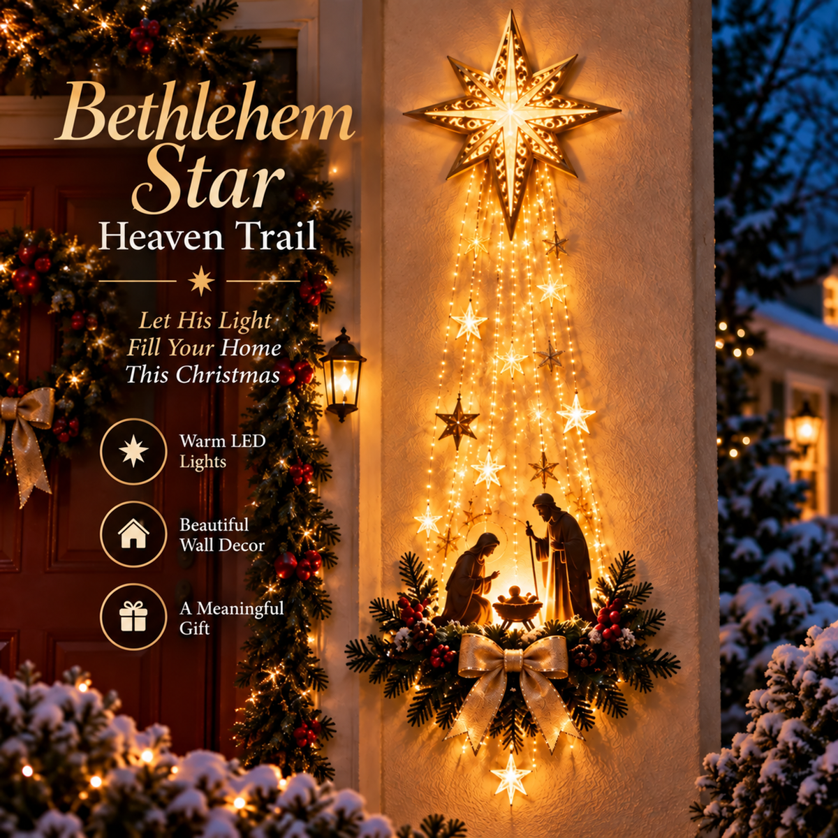 ✝️ Bethlehem Star of Faith – Lighted Nativity Wall Decor
