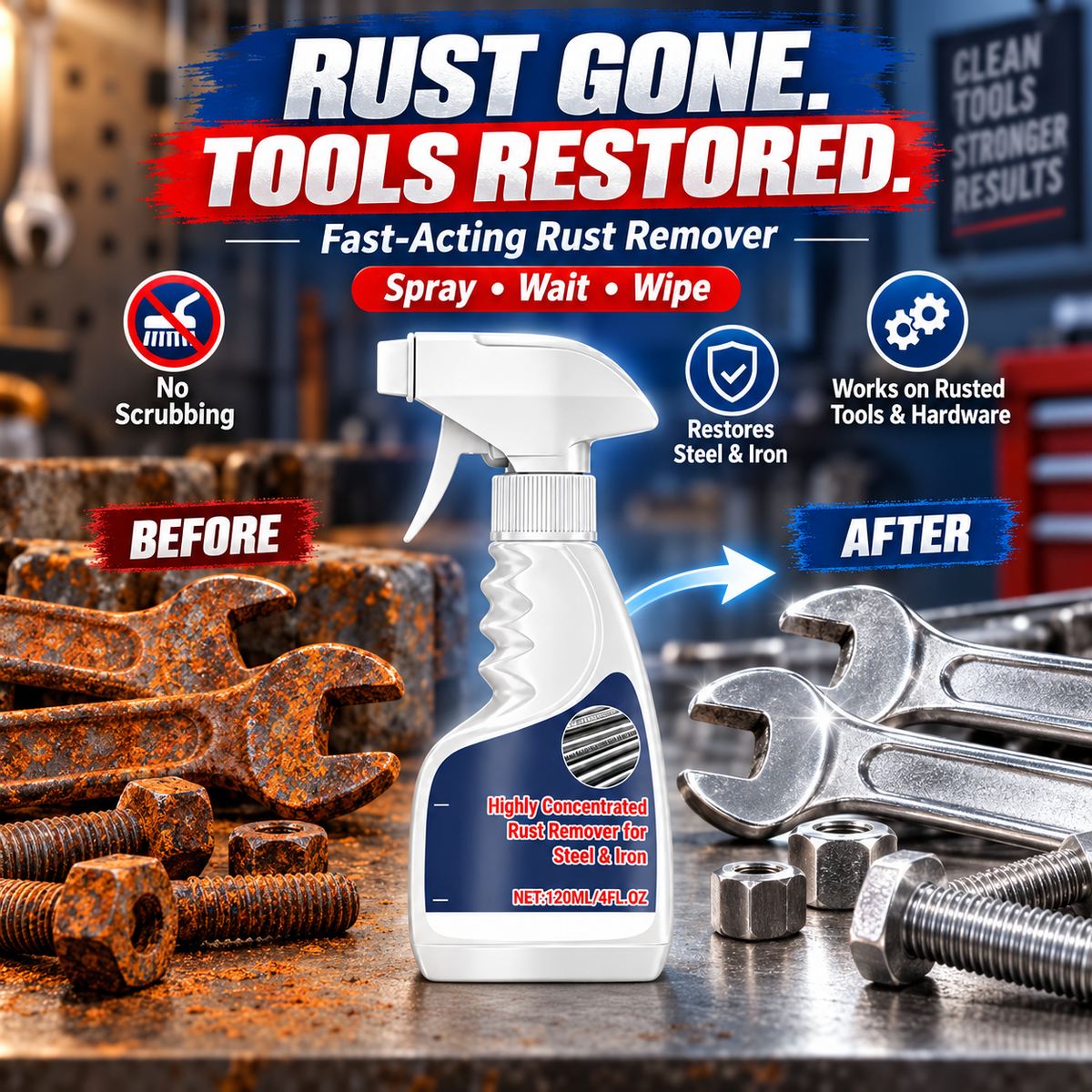 Powerful Rust Remover for Metal and Stainless Steel